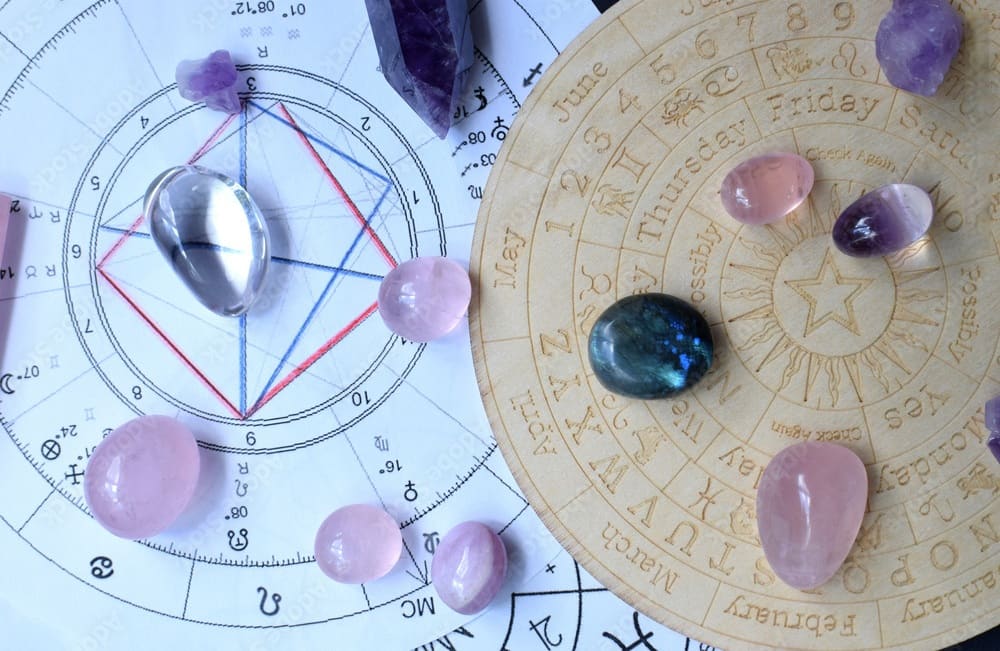 Astrology readings online with crystals and zodiac chart – personalized horoscope insights from Whispy.