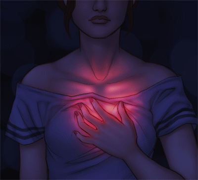 Animated glowing heart radiating soft light, symbolizing the whispering rhythm and beat of the soul within.