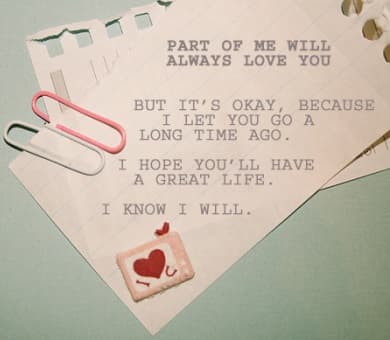 Typed love letter expressing emotional closure after a breakup