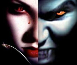 Psychic Vampires and Emotional Vampire – Symbolic Image of Energy Stealers and Dark Emotional Manipulation Psychic vampire symbolism showing emotional and energy vampirism through dual identity imagery