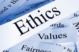 Ethics, values, and fairness displayed on paper strips symbolizing professional standards in high quality psychic readings
