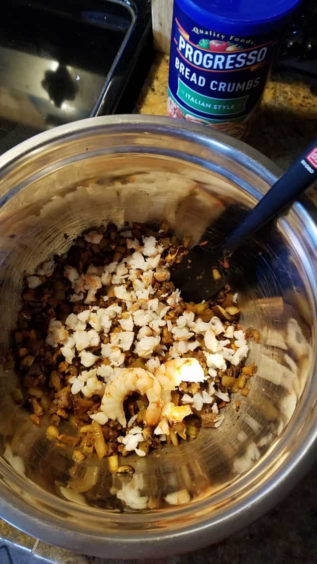 shrimp, 2 tbsp of picante sauce, Parmesan cheese