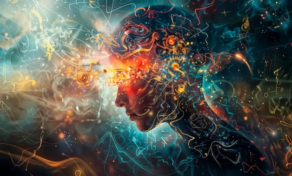 Energy waves radiating from the mind, symbolizing how thoughts and vibration affect others through resonance and connection.